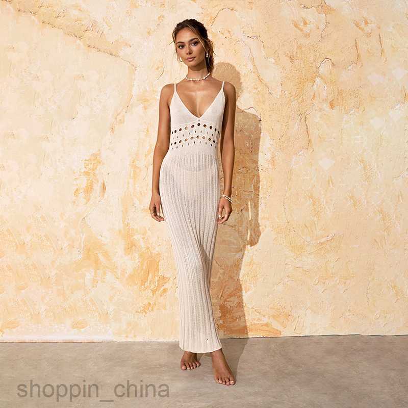 Basic Casual Women Dresses Summer New Beach Skirt Solid Color Sexy Knitted Hollow out Bikini Swimsuit Cover Up Sun Protection Clothing
