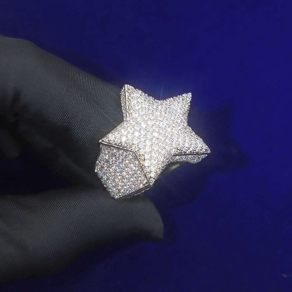 Custom with GRA Certified Certificate Sterg Sier Iced Out Hip hop Star VVS Moissanite Cuban k Ring Mens