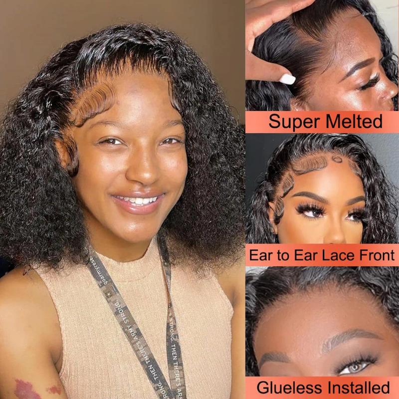 Wigg Short Bob Wigs Curly Lace Front Human Hair Wig 13X4 Hd Frontal Deep Wave Glueless 4X4 Closure