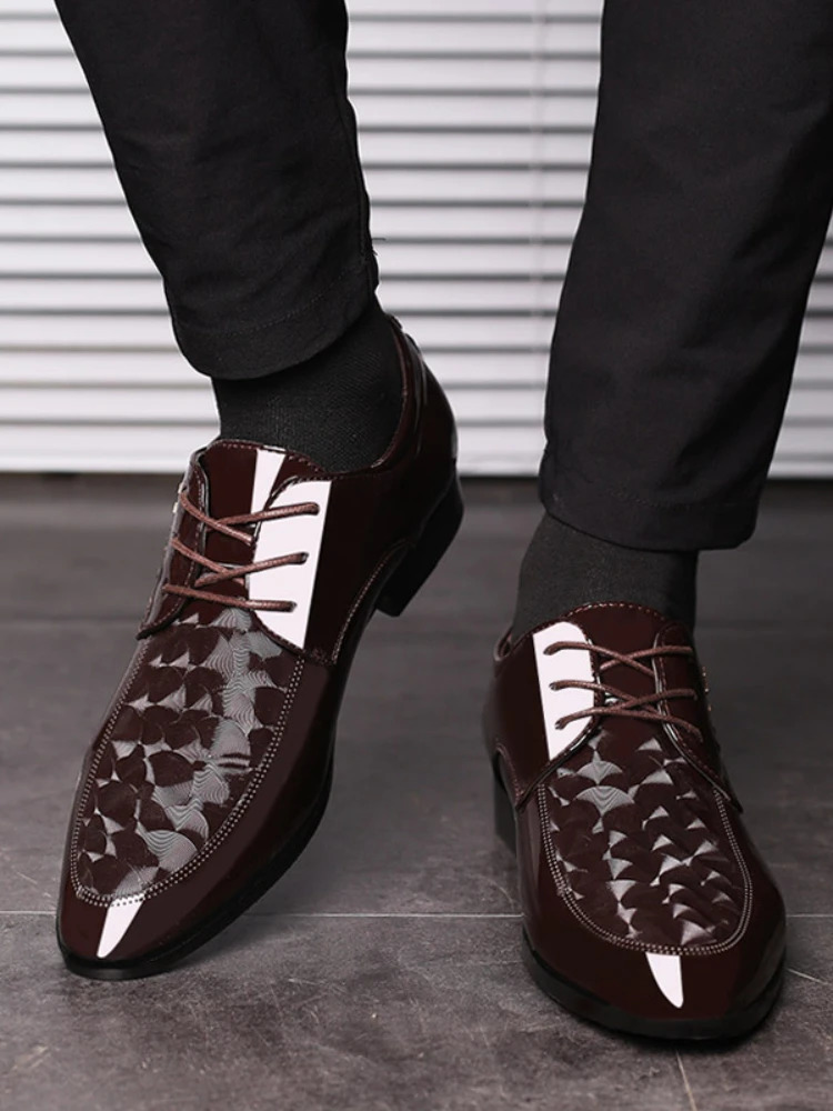 Oxford leather mens shoes casual dress mens lace breathable formal office mens large-sized 38-48 apartments 240615