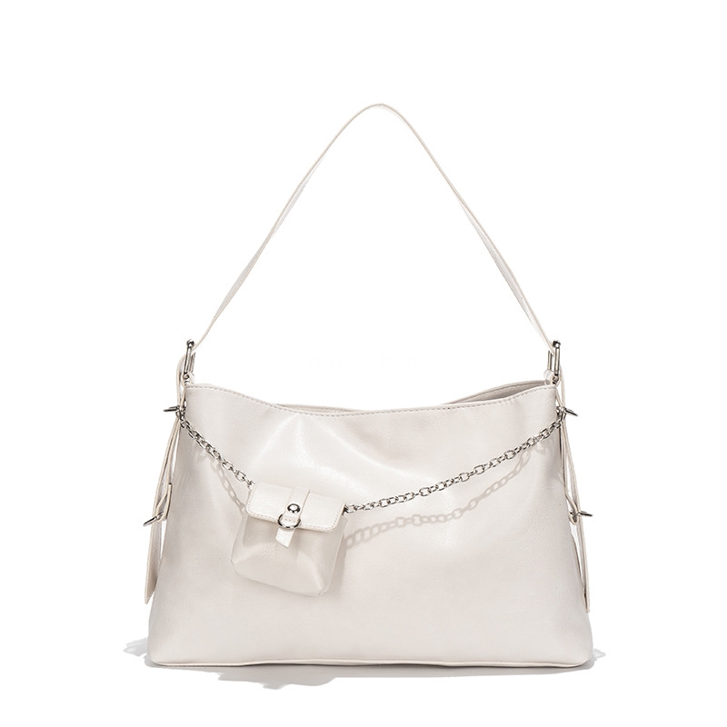 Urban minimalist trend niche minimalist underarm bag spring and summer new casual fashion zipper shoulder bag solid color large capacity tote bag