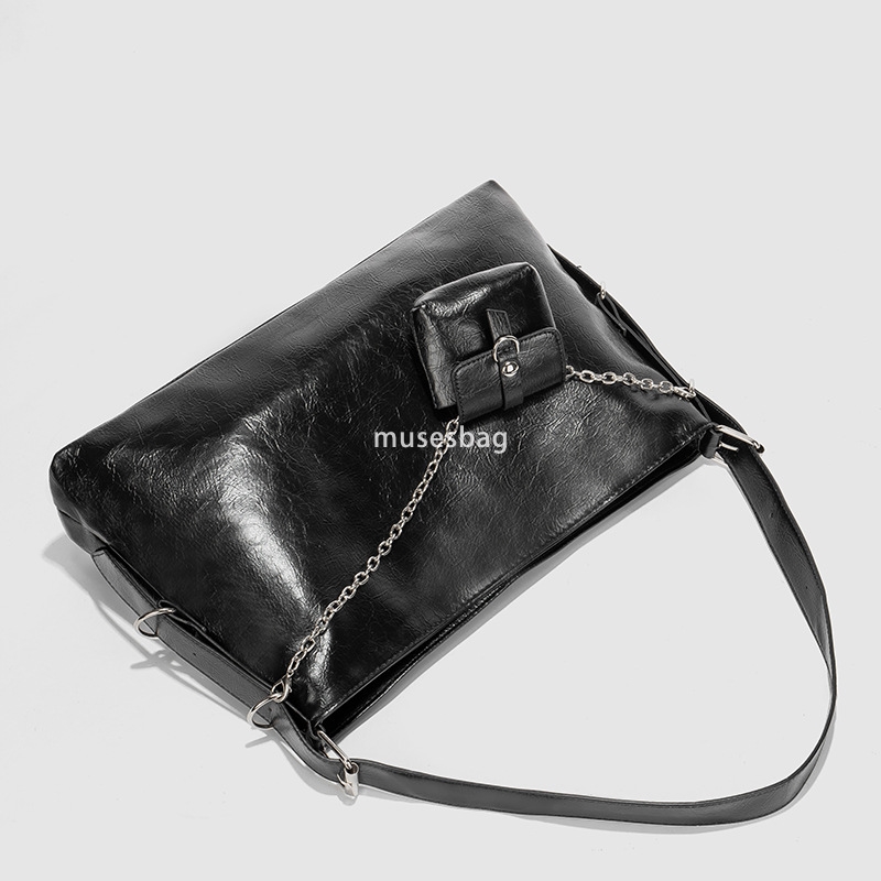 Urban minimalist trend niche minimalist underarm bag spring and summer new casual fashion zipper shoulder bag solid color large capacity tote bag