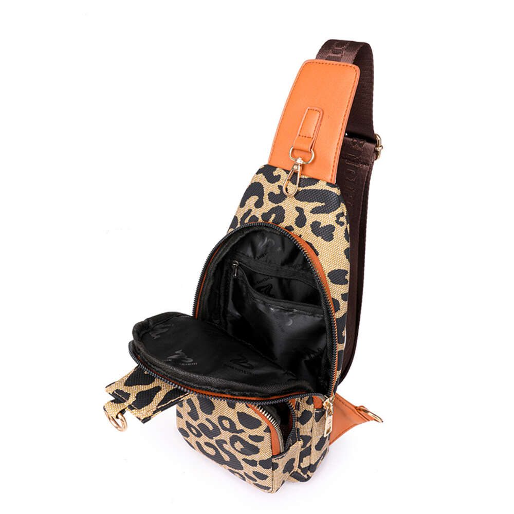 Fashion Women European and American Leopard Print Chest Waist Packs Shoulder Handbag Large Capacity Storage Phone Bag H6.17#28 Hbag ddmythur