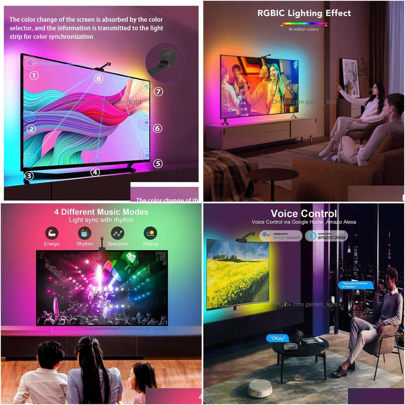 Strips Smart Led Sync Tv Backlight Ws2811 Strip Light Wifi App Tuya Control Ambiligh Sn Synchronization Lamp For Game Room Pc Drop D Dhxfg hronization