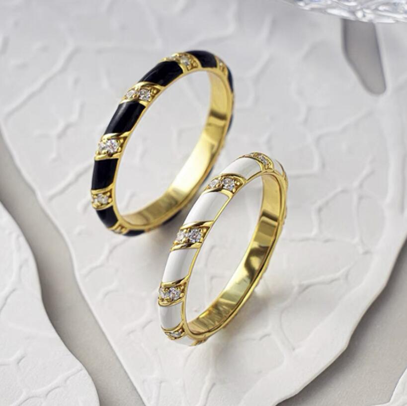 Exquisite Sterg Sier Moissanite Eternity Band: Vintage Wedding Ring, Gold Fill Enamel Stripe Jewelry