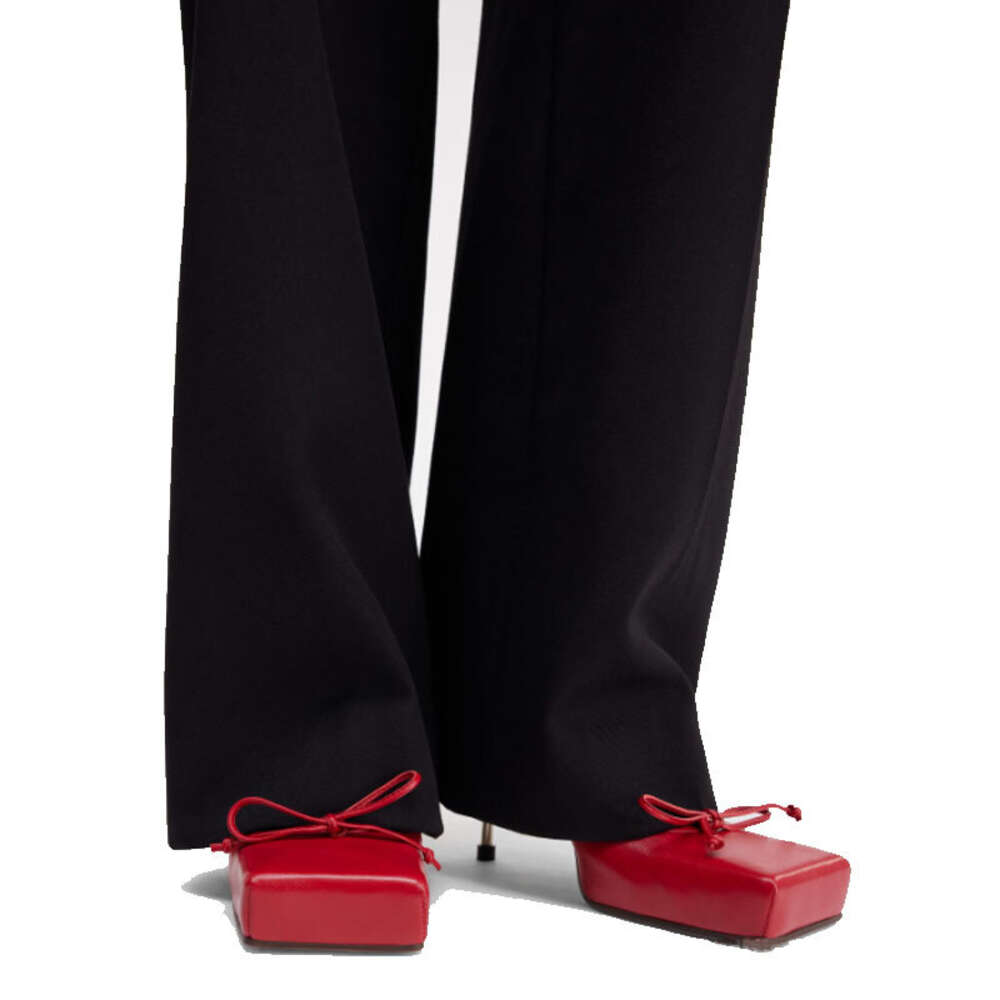 Summer Women's New Bow Tie Slim High Heel Sandals Fashionable Square Head Strap Show Ballet Dance Muller Shoes