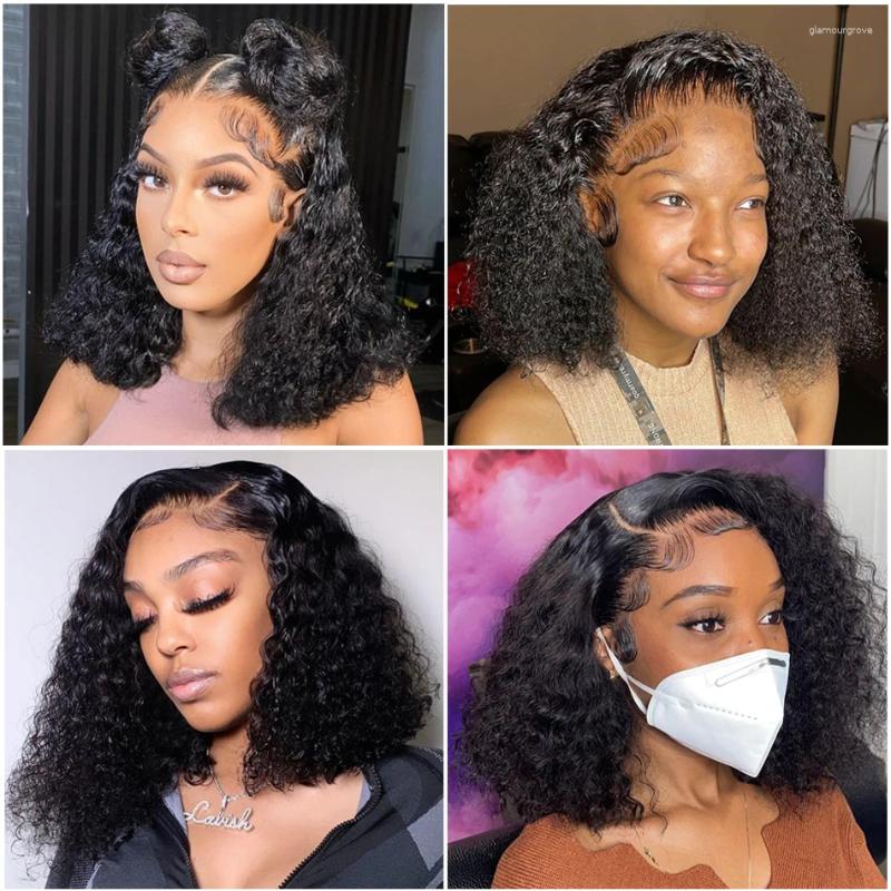 Wigg Short Bob Wigs Curly Lace Front Human Hair Wig 13X4 Hd Frontal Deep Wave Glueless 4X4 Closure
