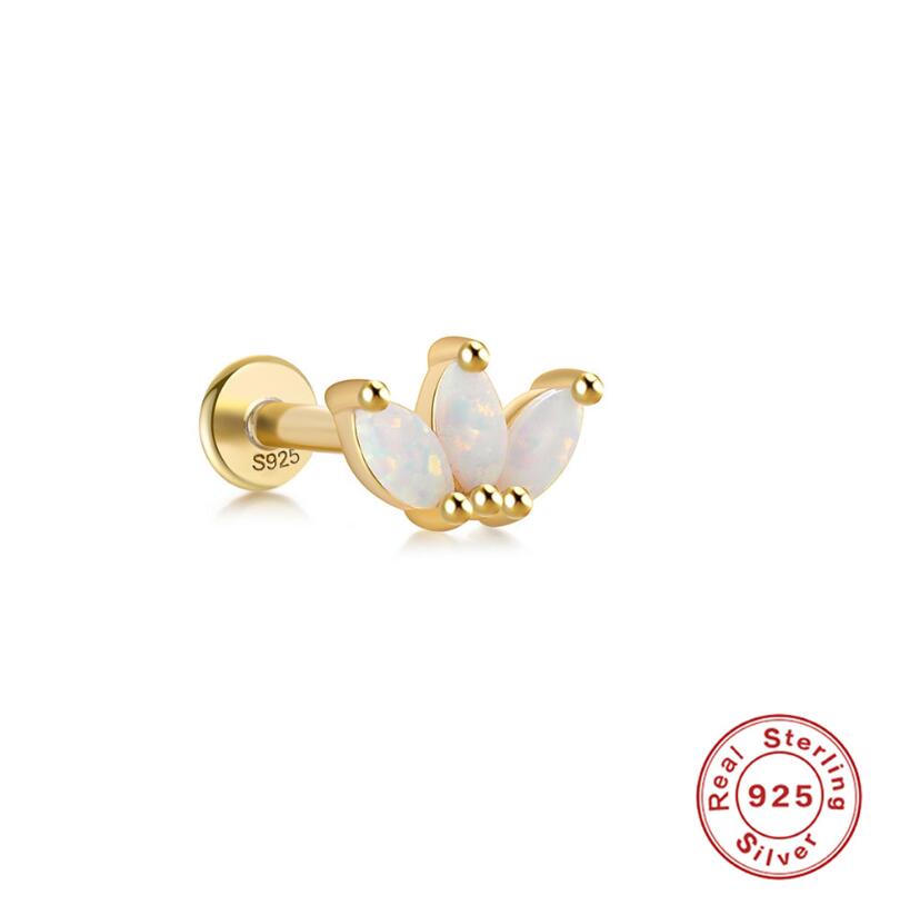 Natural Opal Stud Earrings in Sterg Sier - Simple & Elegant Fine Jewelry Gift for Women and Men