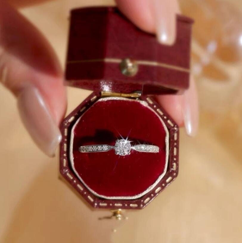 Unique 2024 Moissanite Wedding in Sterg Sier - Round Cut Solitaire, Bridal Crown Ring for Women