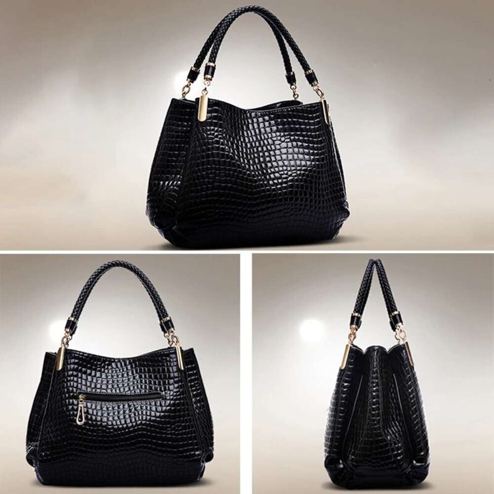 Capacity Large Tote Daily Commute Women's Shoulder Bag Crocodile Print Bright Face Handbag Shopping H6.17#28 ddmythur