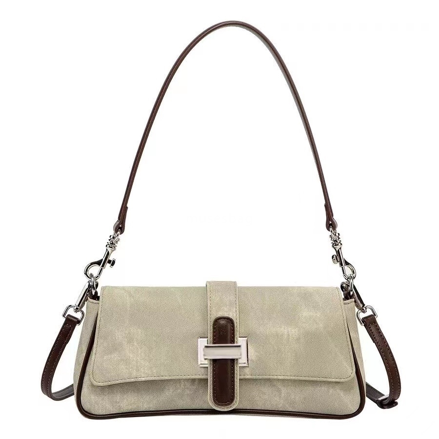 High end fashion street trend daily matching denim stick bag for women's new high-end texture niche original crossbody shoulder underarm bag