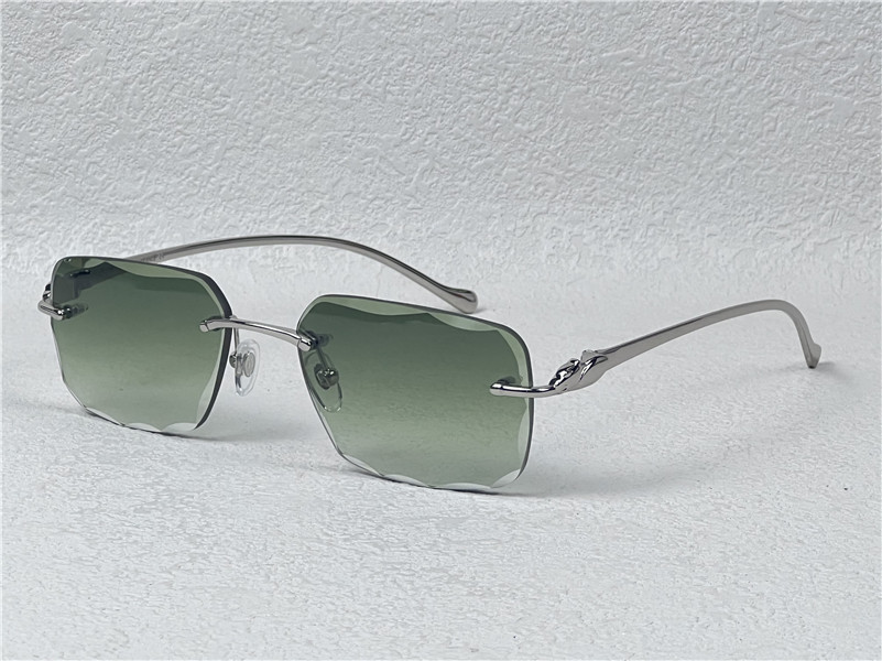 sunglasses vintage 563591 men design frameless cut lenses square shape retro glasses UV400 eyewear gold light color lenses