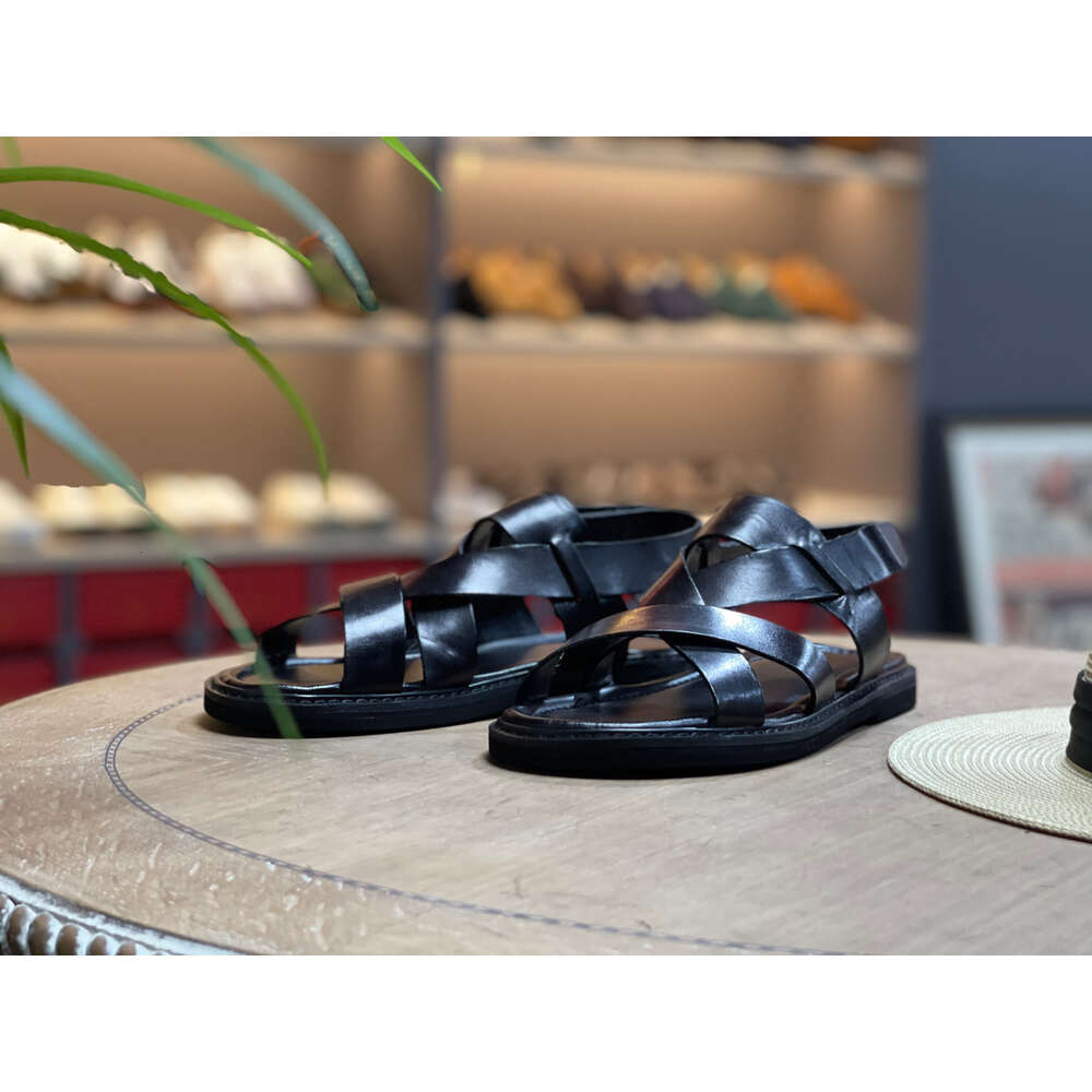 Customized Big Size Summer Genuine Leather Sandals Rubber Eva Slippers for Men