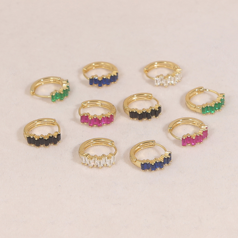 Sterg Sier Rainbow Zircon Hoop Earrings | Bg CZ Hie Hoops for Women