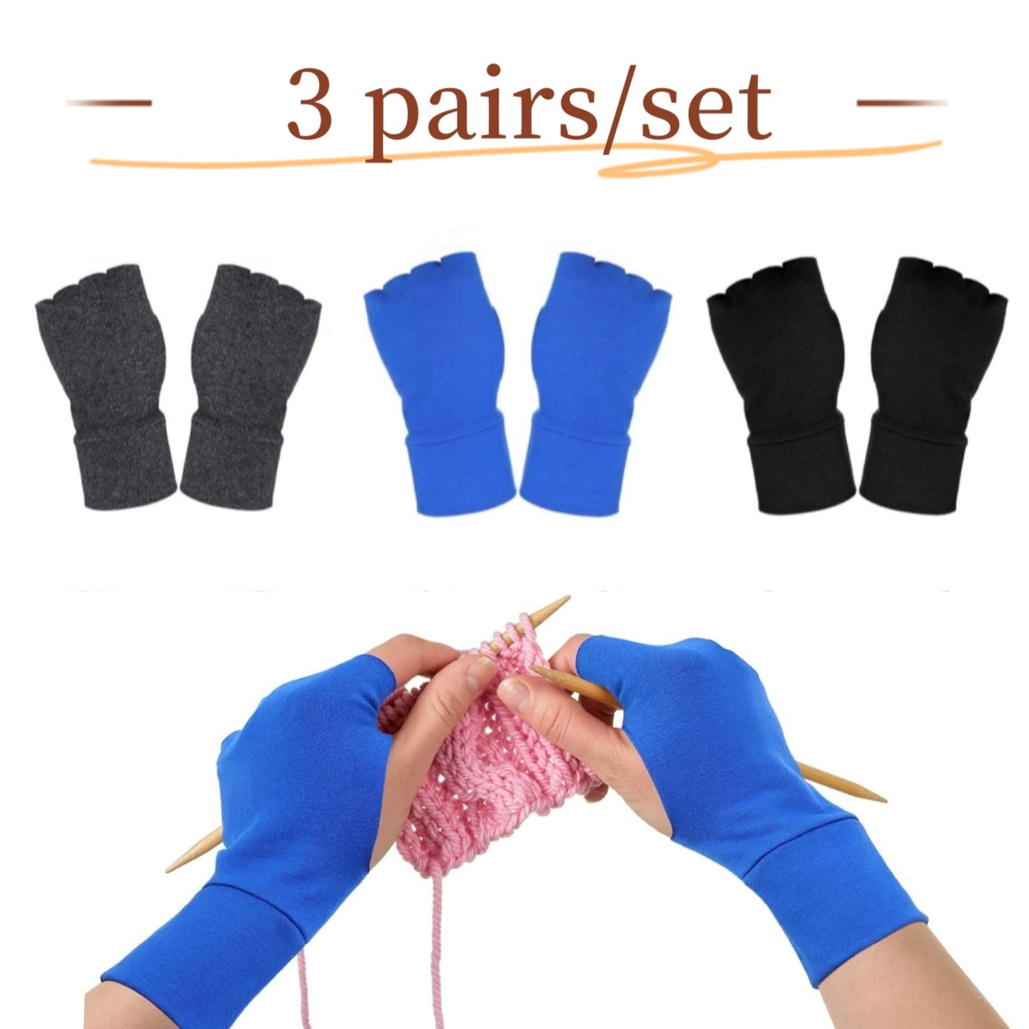 Pressure reducing gloves, fingerless gloves, outdoor gloves for crochet sewing gloves
