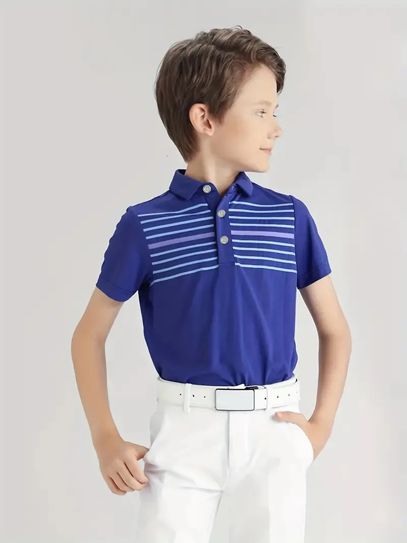 Summer Boys Golf Training Competition Team Jacket Children Tops Short Sleeve Clothes Kids Short-sleeved Shirts Men T Shirts Polo 240618