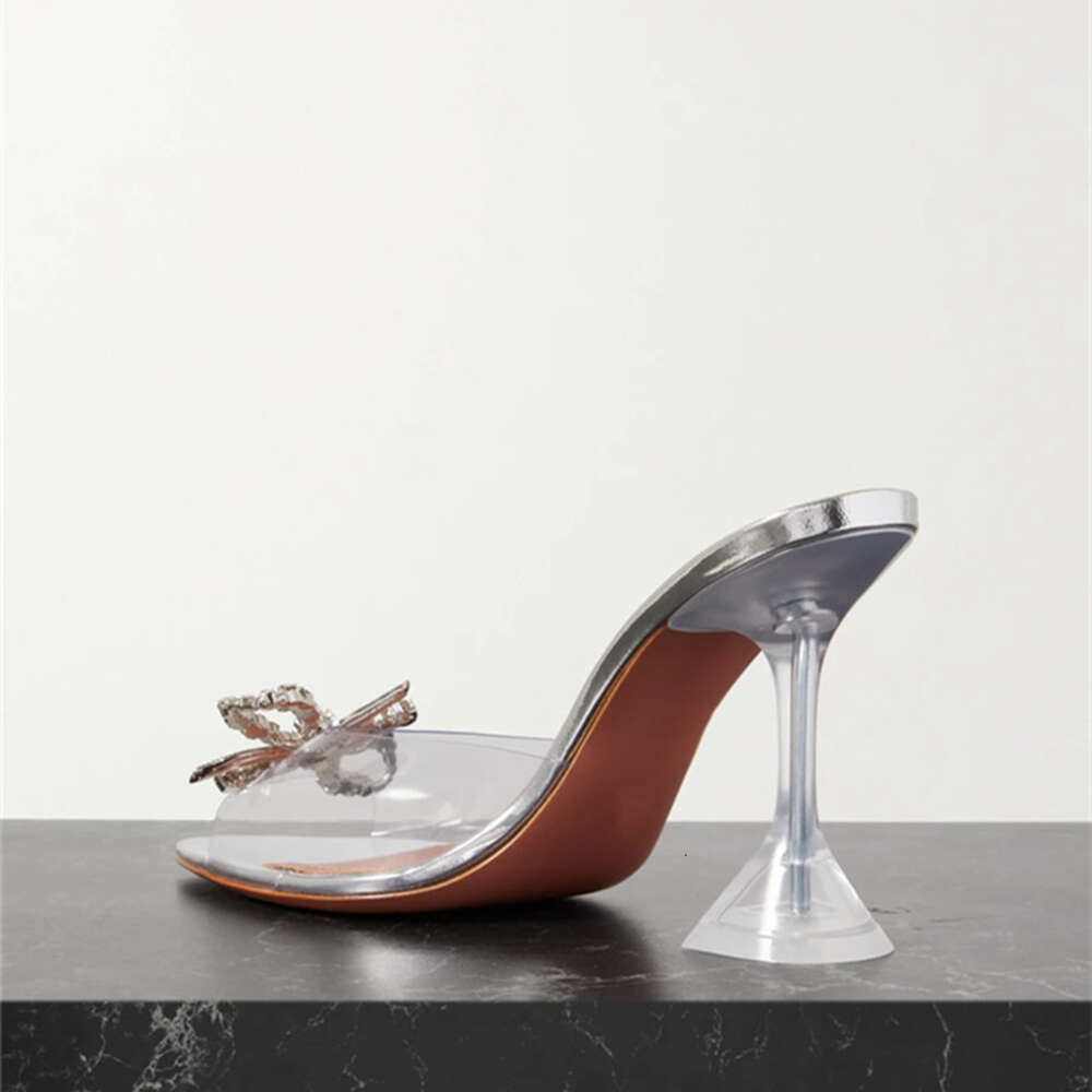 2024 Trendy Rhinestones Bowknot Women's Sandals New - Red Hot PVC Summer Jelly High Heels