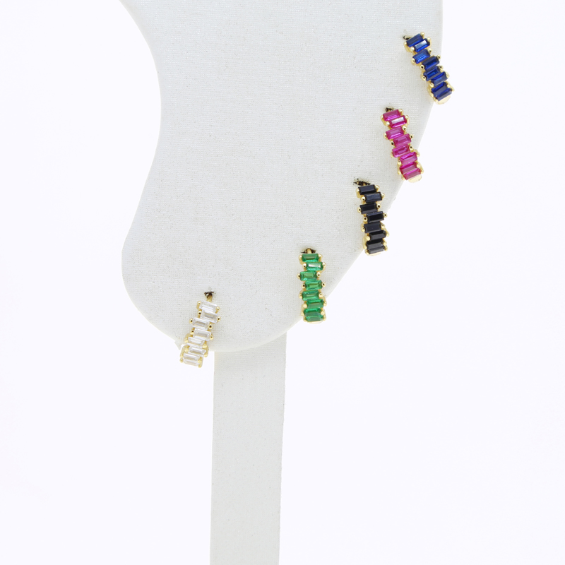 Sterg Sier Rainbow Zircon Hoop Earrings | Bg CZ Hie Hoops for Women