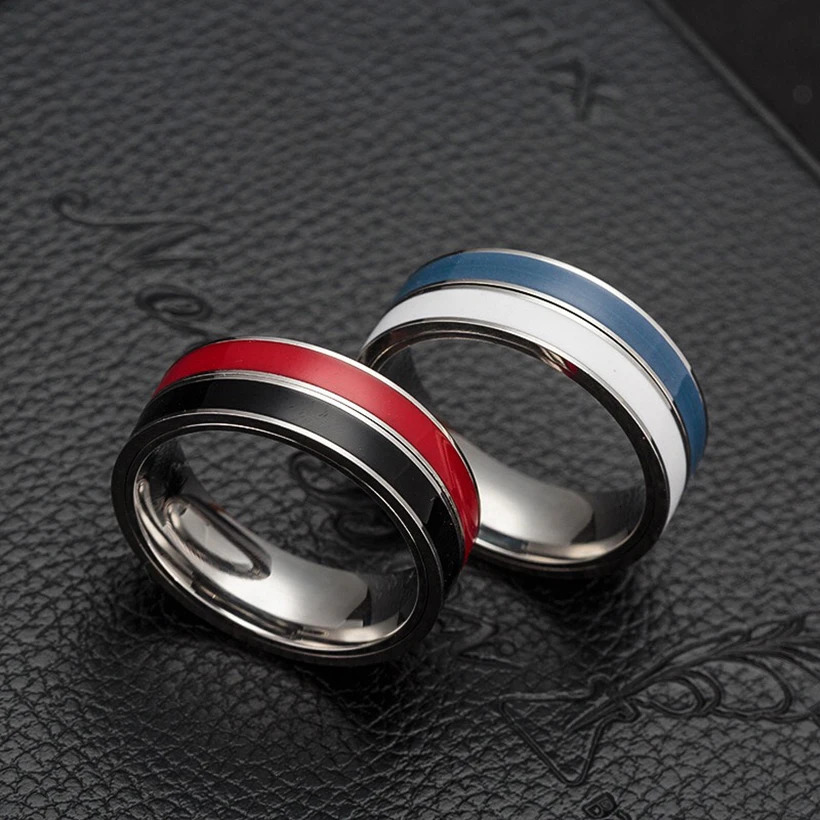 8mm Rotatable Basic Ring for Men Stainless Steel Casual Male Anel Stylish Punk Spinner Three In One Combination Ring Jewelry 240618