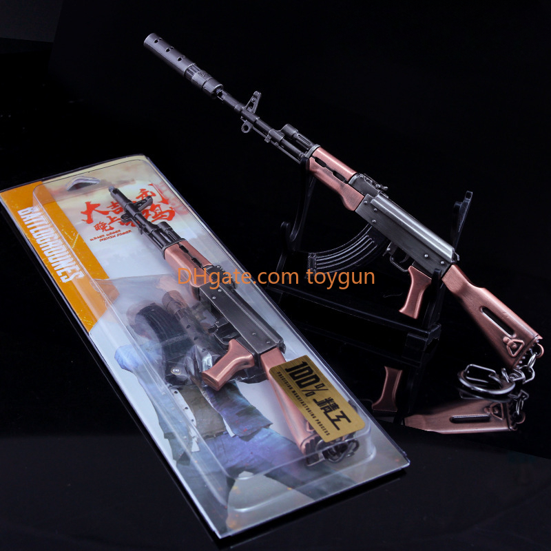 3D 1:3 AKM Mini Size Detachable Toy Gun Cannot Shoot Model Metal 21cm Small Alloy Keychain Look Real Collection Cs Pubg Jedi Prop Portable Durable Gif - view 3