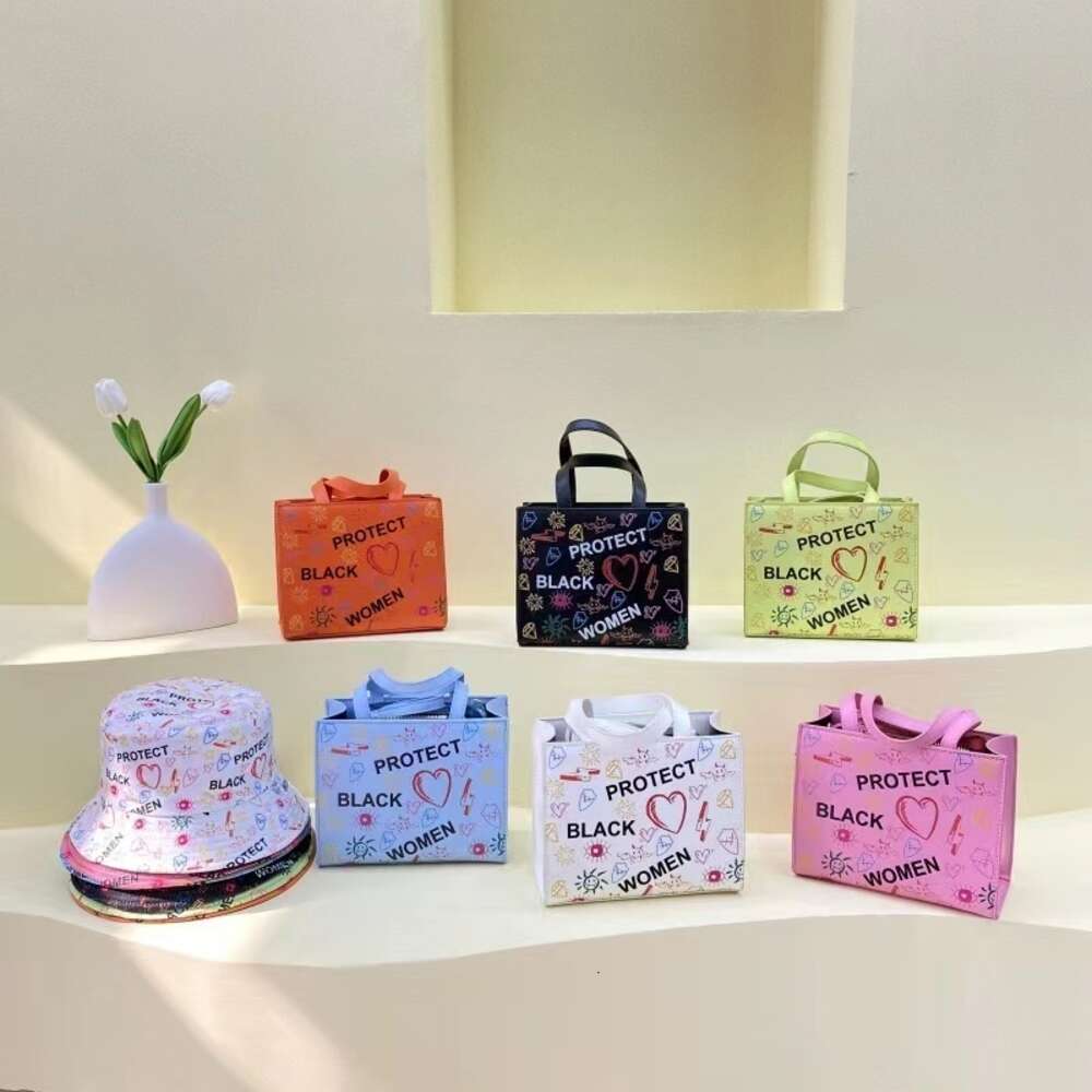 Summer Protect Black Tote Hand Bags Ladies Bucket Hats Purses and Handbags Set for Women H6.18#24.96 ddmy d30f