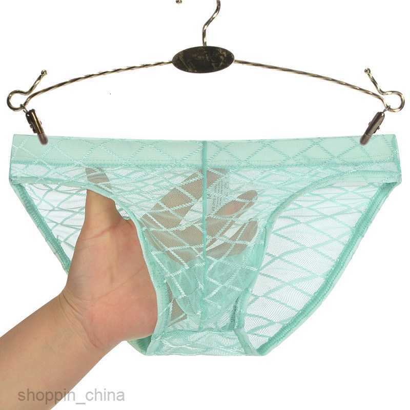 Mens Boxer sexy Underpants brief male Underwear Mesh Thin Transparent Triangle Pants Comfortable and Breathable Summer Men Youth Shorts Head