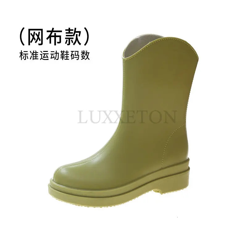 Rain Women Waterproof Mid Calf Warm Rubber Boots Female Comfort Warmed Galoshes Garden Water Shoes Footwear 240618