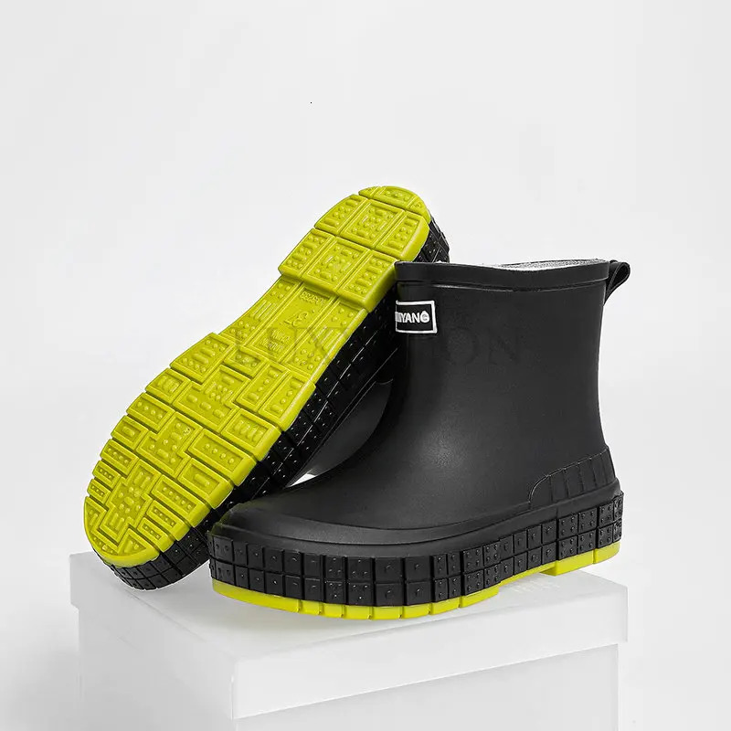 Top Rain Non-slip Womens Low Waterproof PVC Shoes Ankle Work Water Boots Fashion Solid Color Platform Overshoes