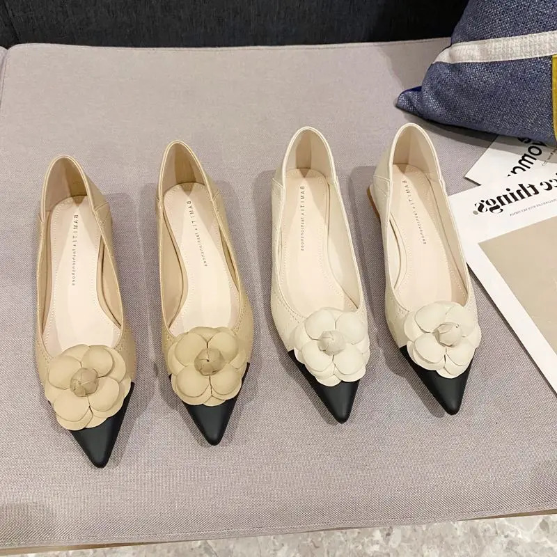 Color matching shoes womens thick high heels spring clown elegant floral soft leather flat shoes regular shoes 240713