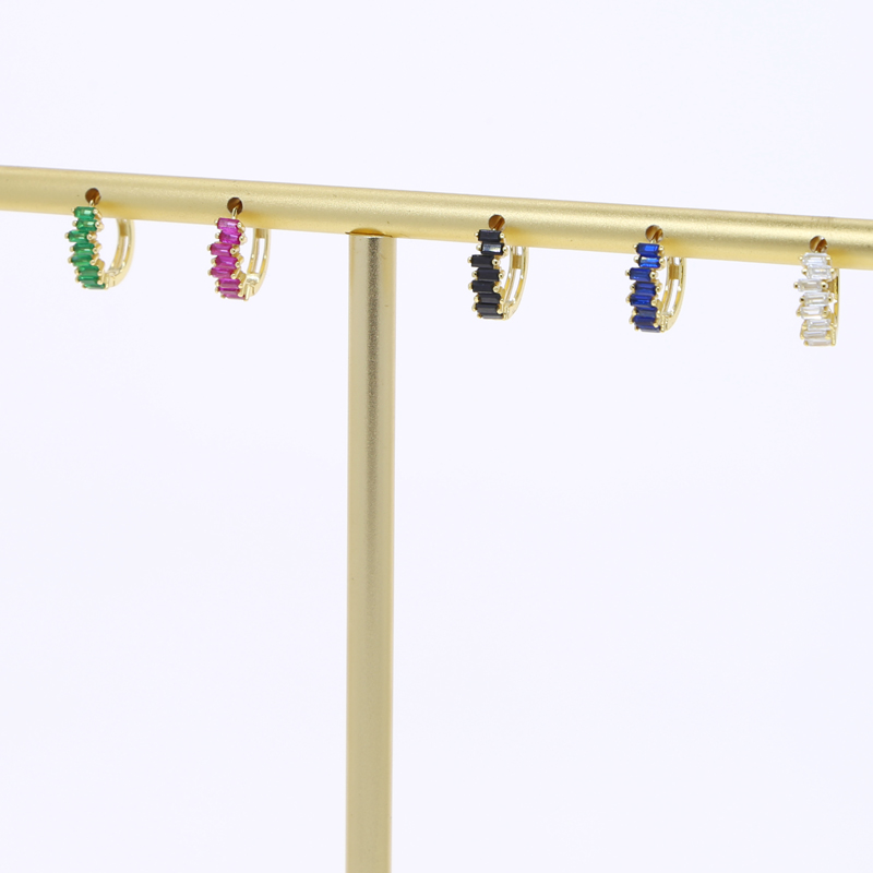 Sterg Sier Rainbow Zircon Hoop Earrings | Bg CZ Hie Hoops for Women