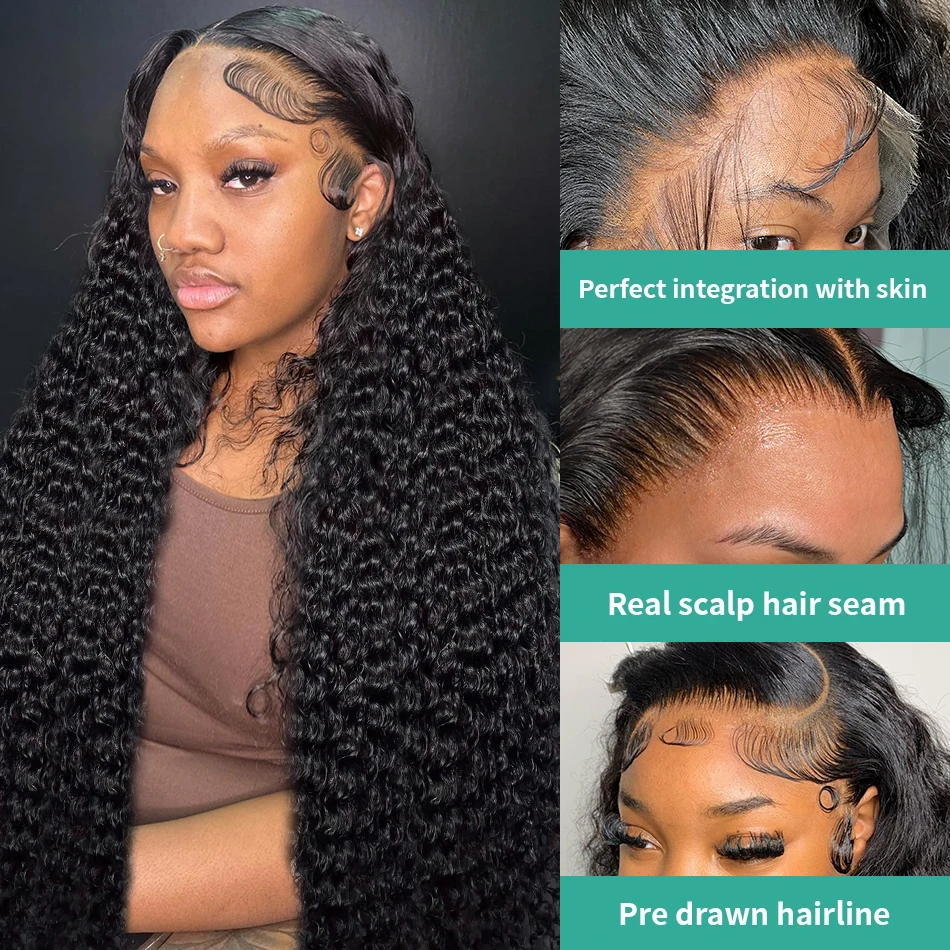 Free shipping 200 Density Human Hair Curly Wigs For women Deep 13x6 Hd Frontal 13x4 Water Wave Synthetic Lace Front Wig