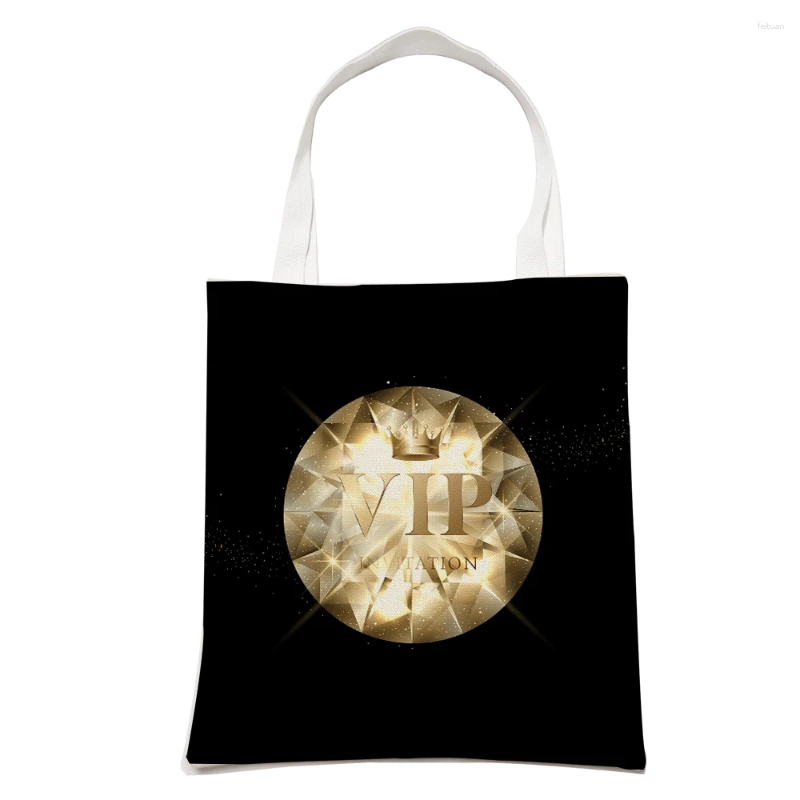 2025 NEW Shopping Bags Wholesale Black Vip Fashion Business Shoulder Bag For Girl Reusable Double Print Casual Children Canvas Tote Handbag zhanyishen