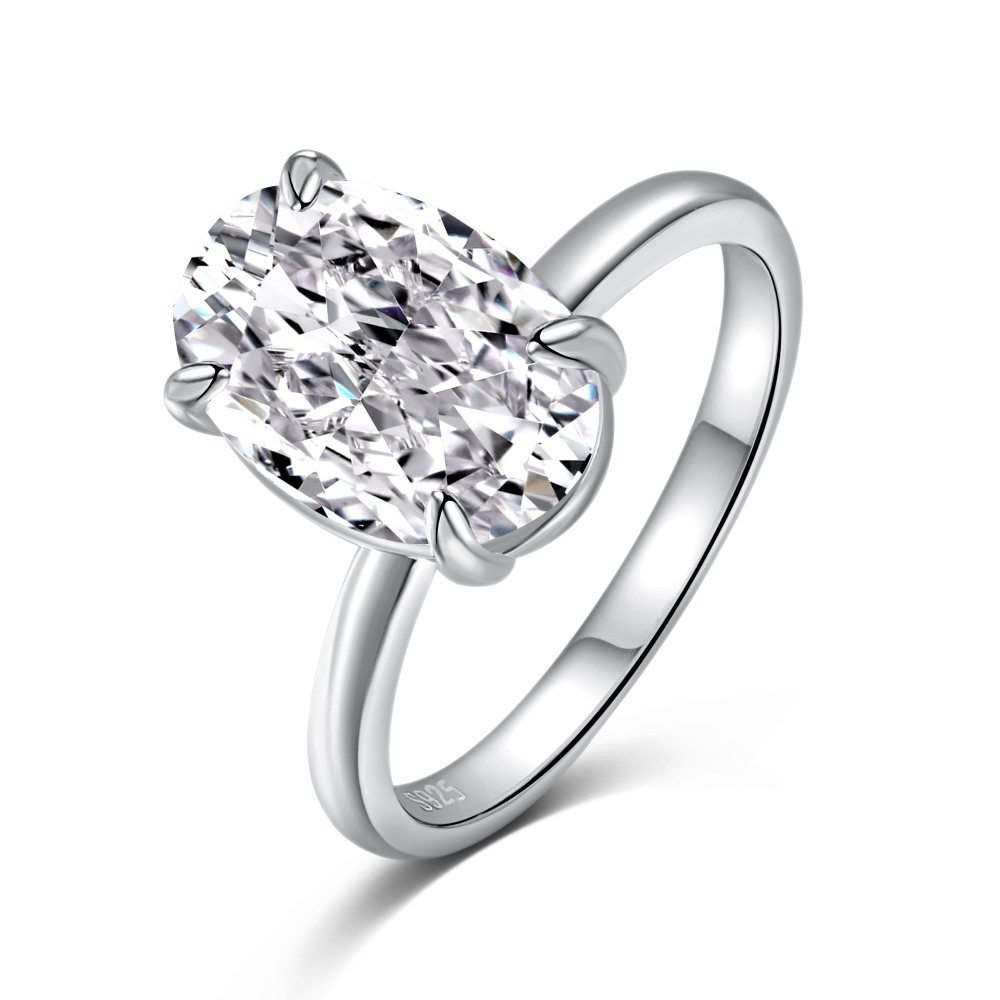 Free shipping S sterling sier egg designer band for women elegant charm iced big stone shining crystal bling cz zircon love ring wedding jewelry Free 