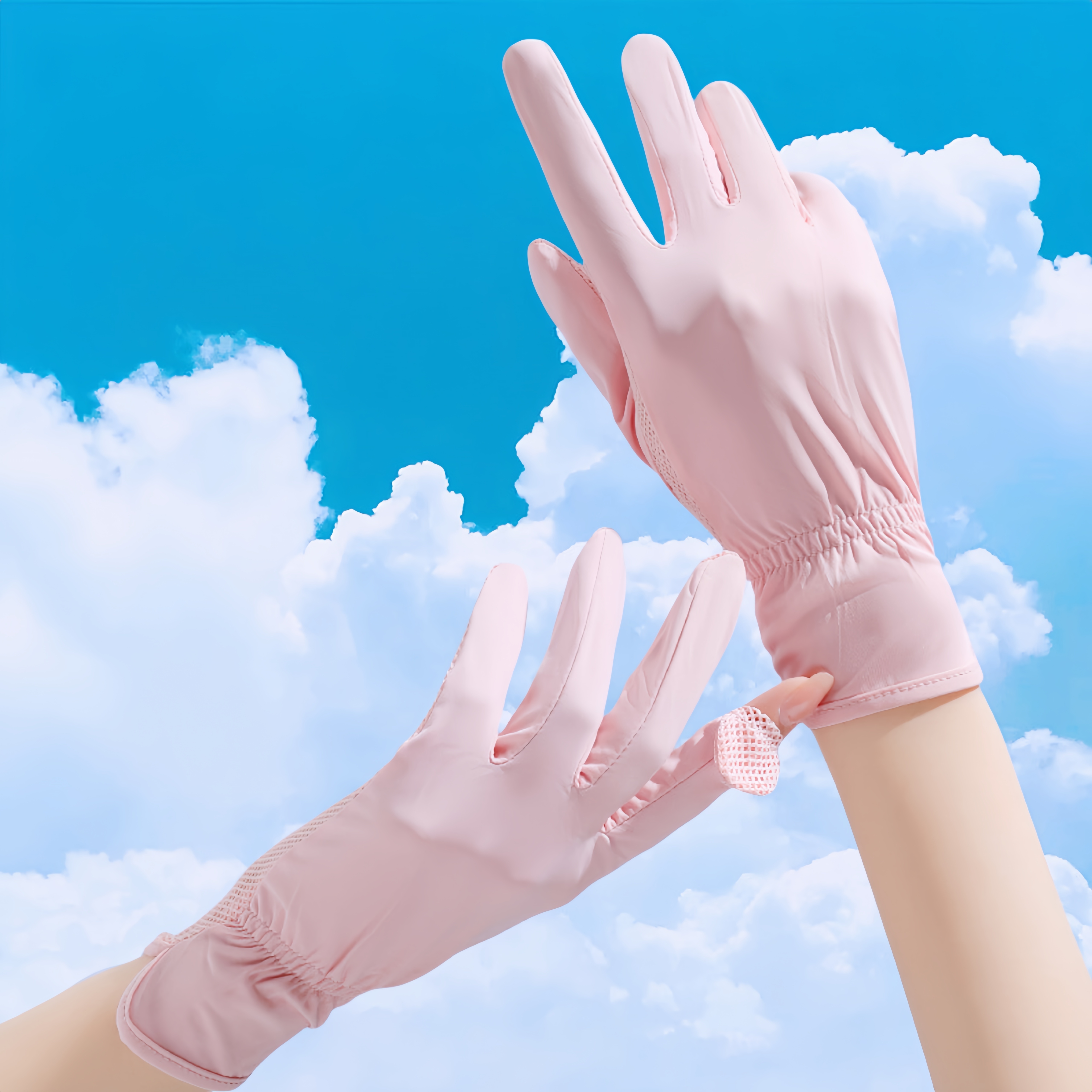 Summer cycling and driving, UV resistant, foldable touch screen, breathable ice silk gloves, cool feeling