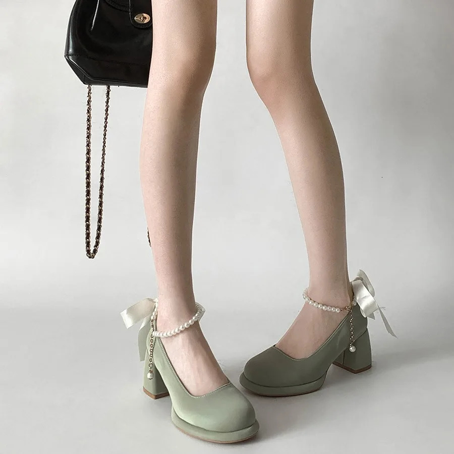 Thick Heel High Heels pumps Womens Autumn and Winter Black Figure Retro Mary Jane Single Shoes womens shoes 240618