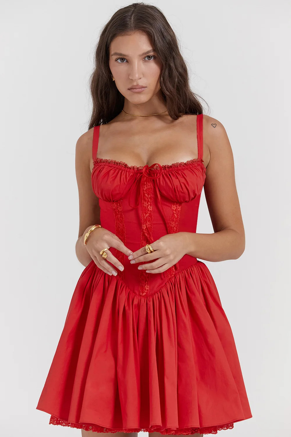 Flower Print Corset Dress For Women Lace Trim Square Collar Spaghetti Strap Sleeveless Mini Dress Y2k Lace up Holiday Party Dres 240615