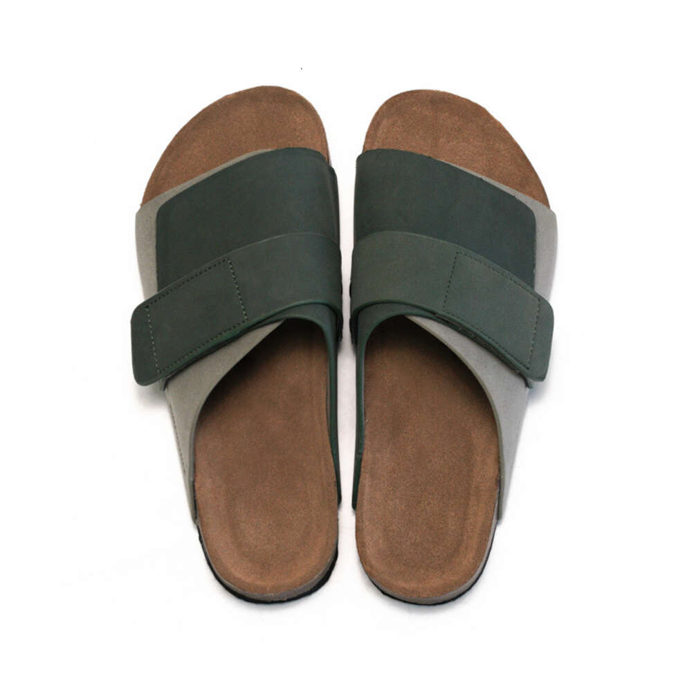 High Quality Custom Beach Open Toe Strap Men's Summer Cork Leather Sole Slippers Arch Support Flat Sandals