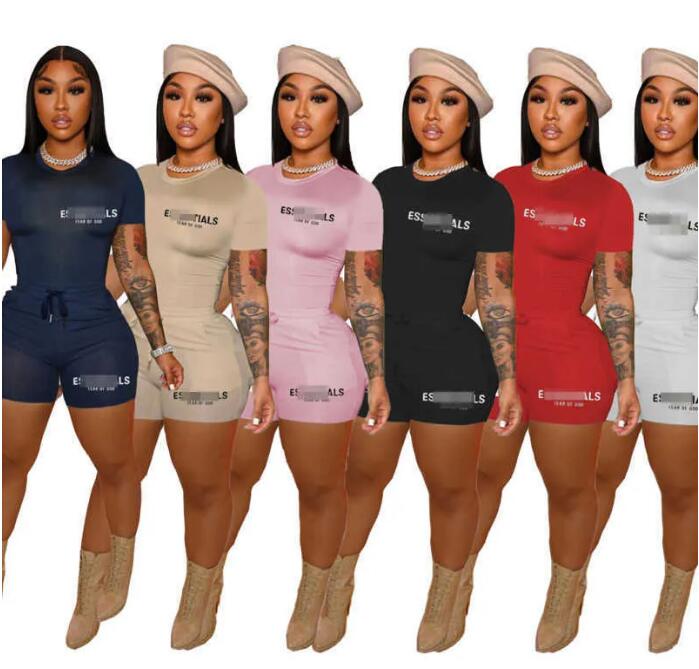 Womens Designer Clothing Tracksuits Summer Sports Outfits 2 Piece Pants Set Letter Printed Short Sleeve T Shirt And Shorts Suit