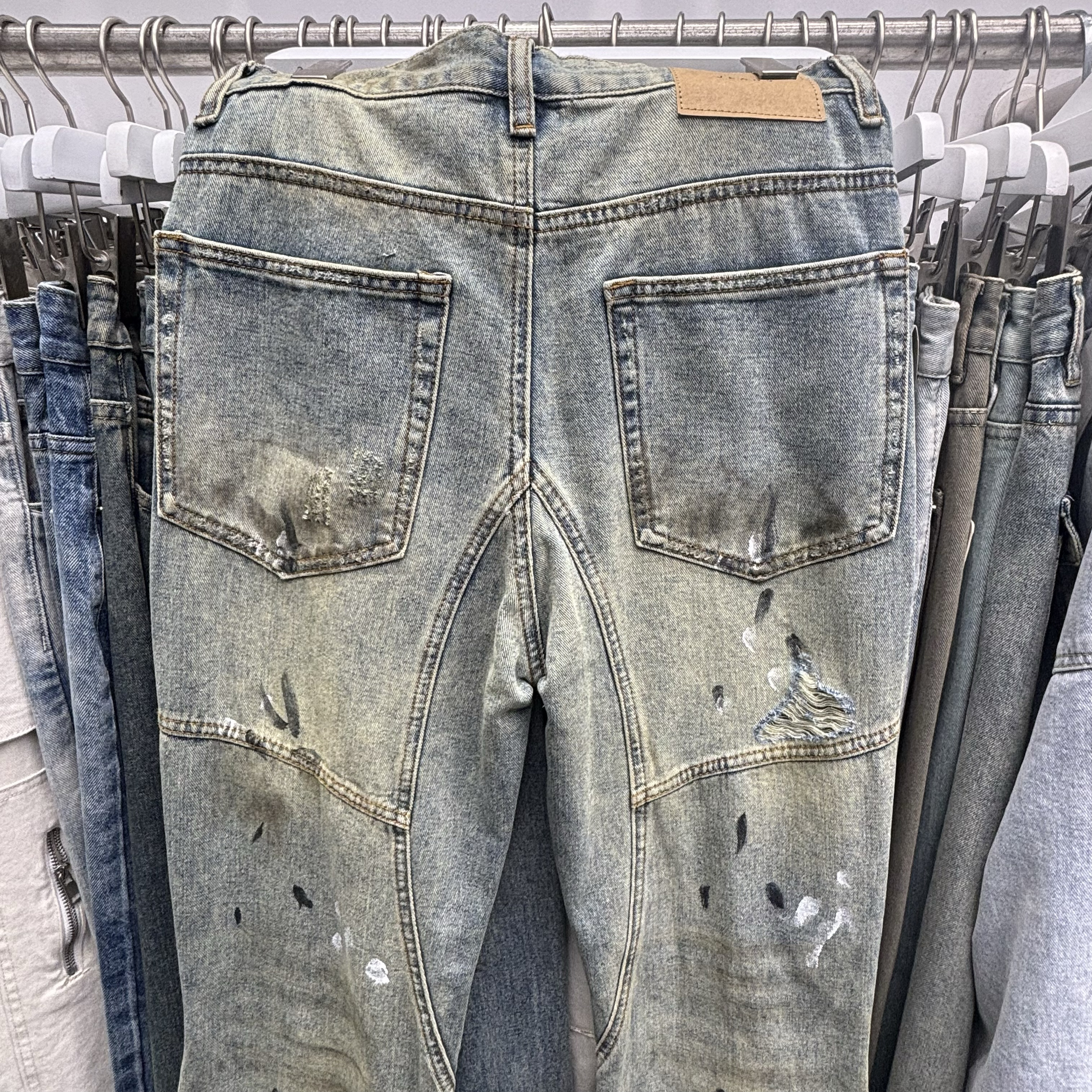 Vintage Printed Jeans for Men Clothing Street Fashion Hip Hop Washed Mens Jeans Casual Baggy Pants