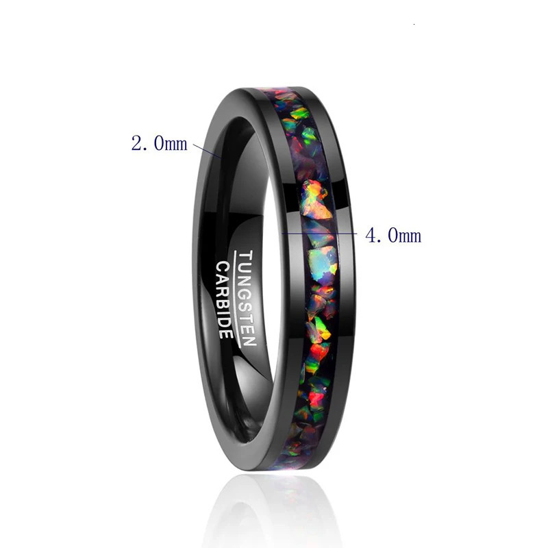 Personality Men s Tungsten carbide Finger Rings in Black Inlaid Opal Ring Size 7-12 Vintage Jewelry Gift Handmade Rings 240618