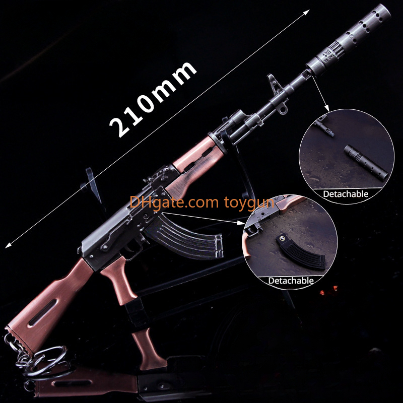 3D 1:3 AKM Mini Size Detachable Toy Gun Cannot Shoot Model Metal 21cm Small Alloy Keychain Look Real Collection Cs Pubg Jedi Prop Portable Durable Gif
