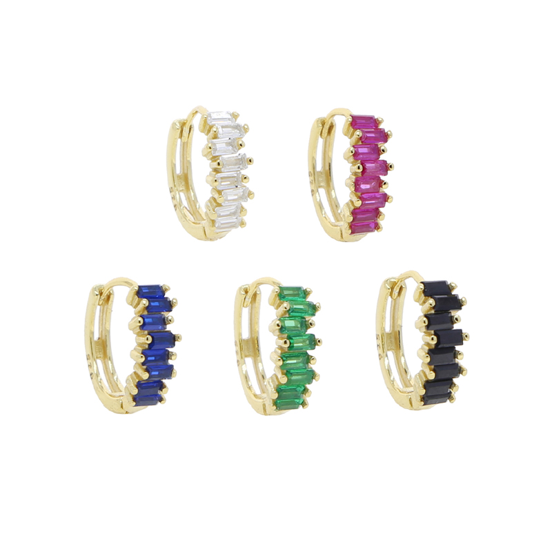 Sterg Sier Rainbow Zircon Hoop Earrings | Bg CZ Hie Hoops for Women