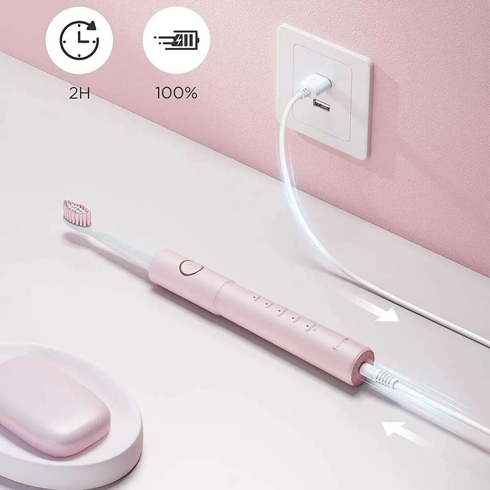 Fairywill Sonic E11 Waterproof USB Charge Rechargeable Electric Toothbrush 8 Brush Replacement Heads Adult F618-75