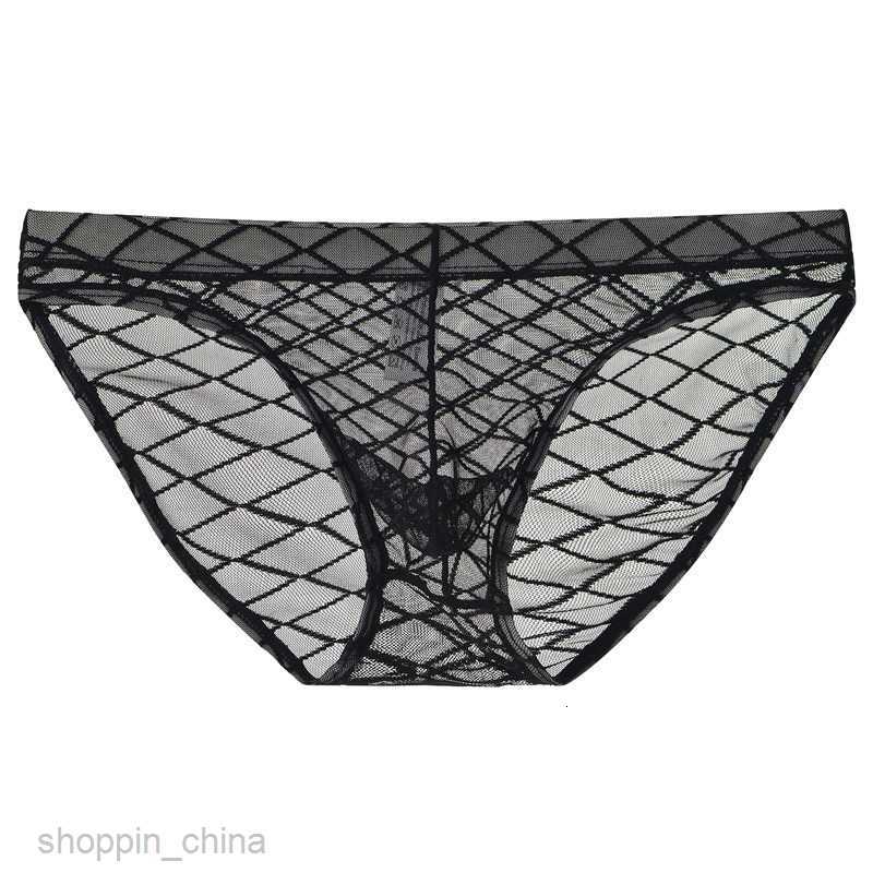Mens Boxer sexy Underpants brief male Underwear Mesh Thin Transparent Triangle Pants Comfortable and Breathable Summer Men Youth Shorts Head
