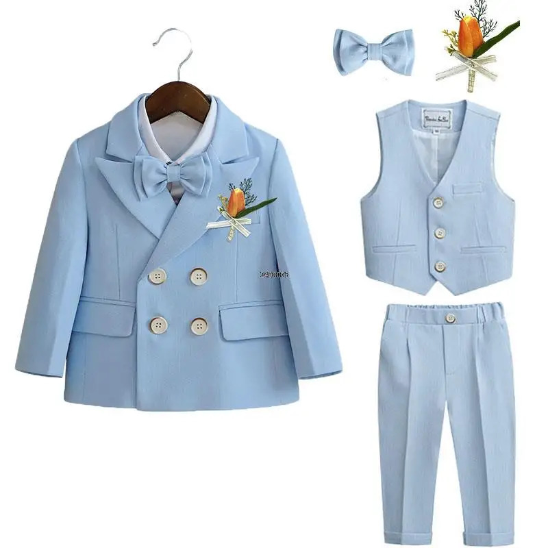 Little Boys Pography Suit Children Wedding Dress Kids Stage Performance Blazer Suit Baby Birthday Formal Ceremony Costume 240618