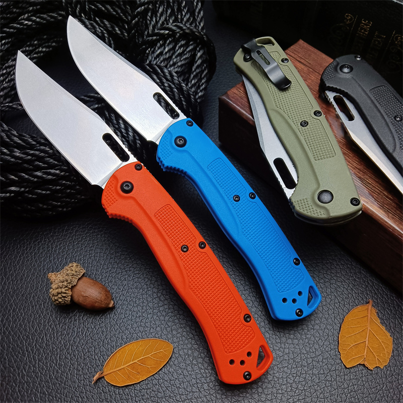Easy To Carry Outdoor BM 15535 Hunt Taggedout Folding CPM-154 Stonewashed Clip Point Blade Orange Grivory Handles Utility Hunting Hiking Pocket Knife 