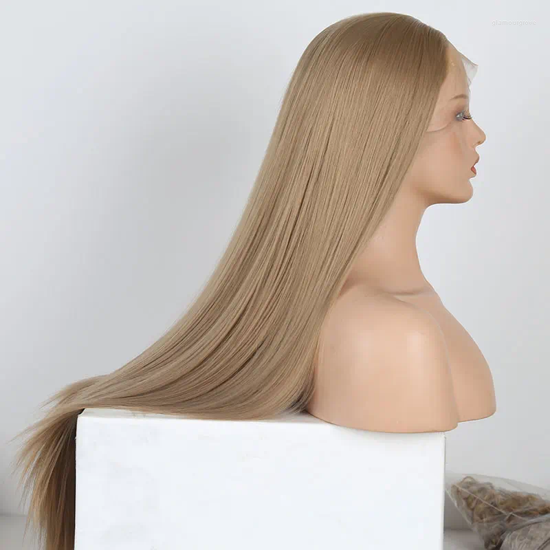 Bombshell Light Brown Hair Silky Straight Synthetic Lace Front Glueless Heat Resistant Fiber Natural Haire For Women