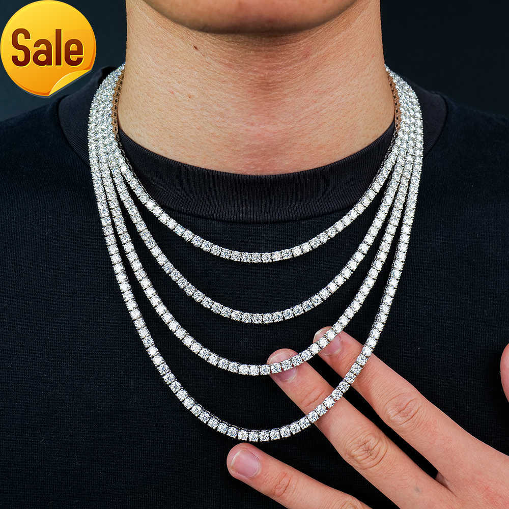 Factory Price bulk men sterg sier 4mm iced out vvs round lab grown dia mossanite moissanite tennis chain necklace