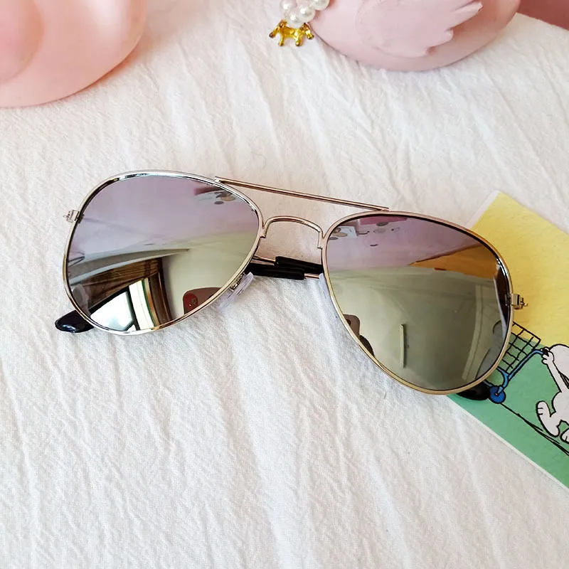 Classic Sunblock Sunglasses Girls Colorful Mirror Children Glasses Metal Frame Kids Travel Shopping Eyeglasses UV400 7 colors LL