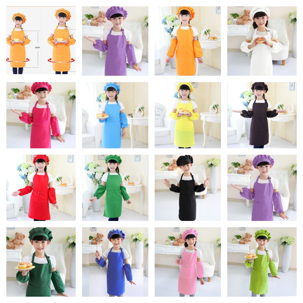 Kids Aprons Pocket Craft Cooking Baking Art Painting Kids Kitchen Dining Bib Children Aprons Kids Aprons for Gardening Smock